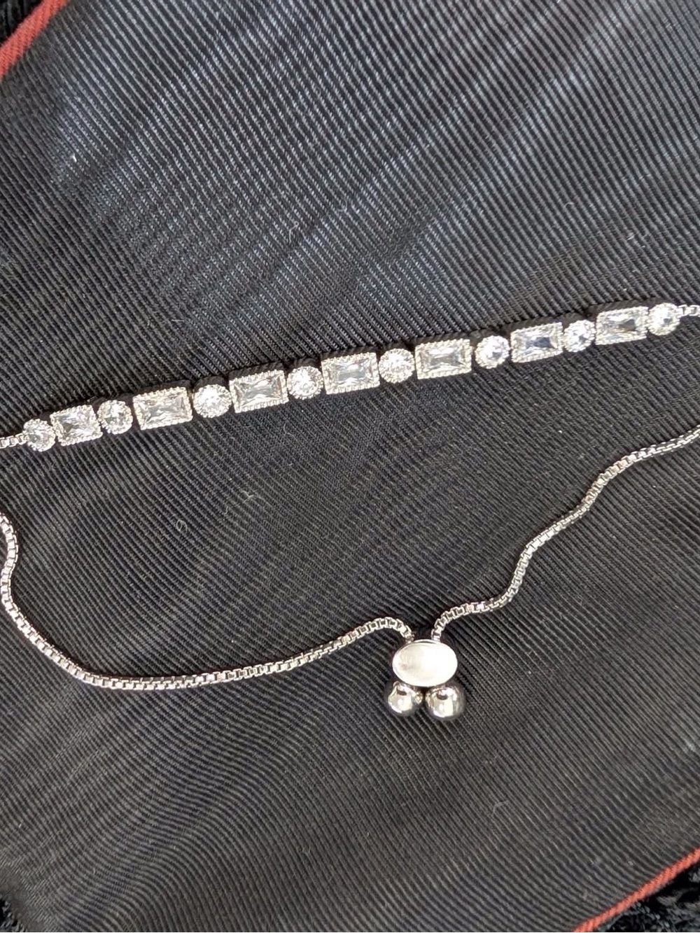 Sterling Silver Diamond Tennis Bracelet adjustable bolo style